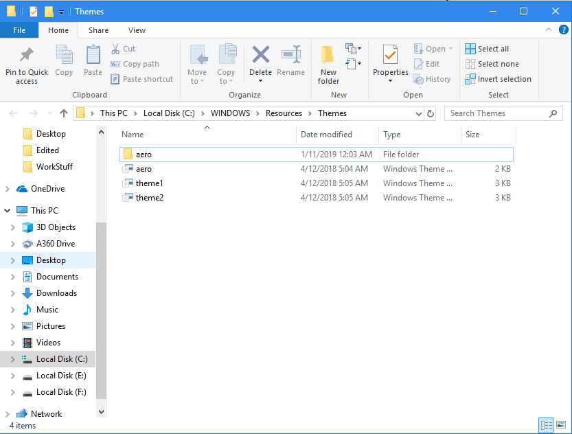 Installed themes in theme folder