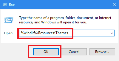 Run window command for theme folder