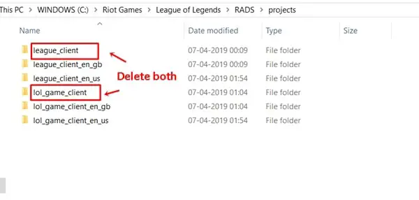 delete folders from projects