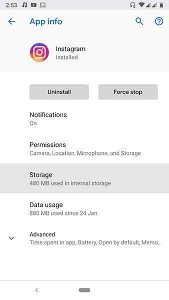storage info