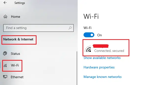 Click on the name of the wireless network to open its settings