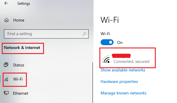 Click on the name of the wireless network to open its settings