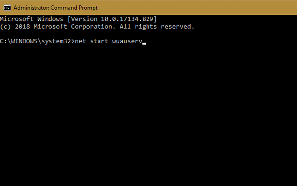 Command to start windows update service