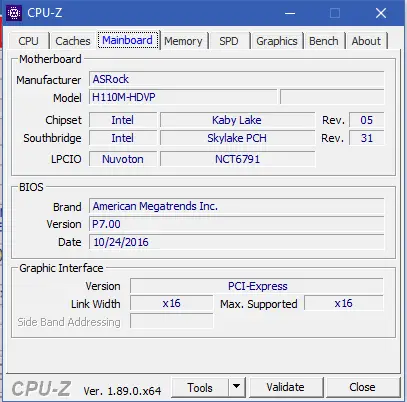 Motherboard information in CPU-Z