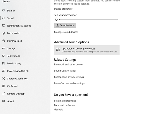 Windows 10 Sound Settings