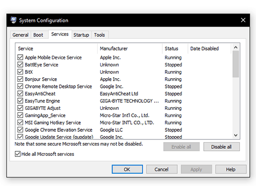 System configuration