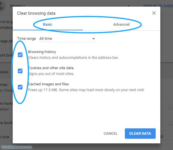 Clear Browser History, Cache and Cookies Data