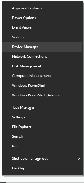 Device manager option