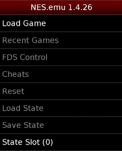 NES.emu main menu