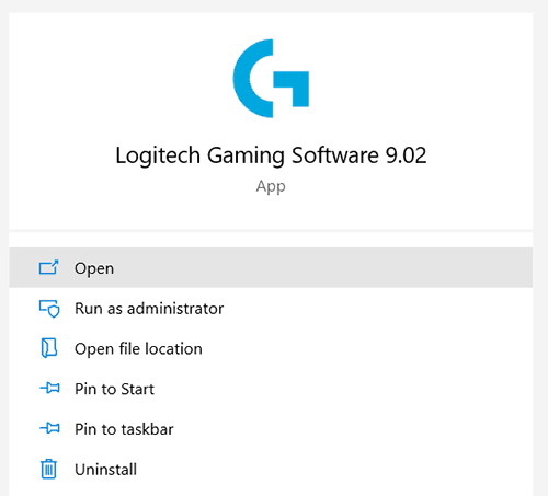 open logitech gaming software