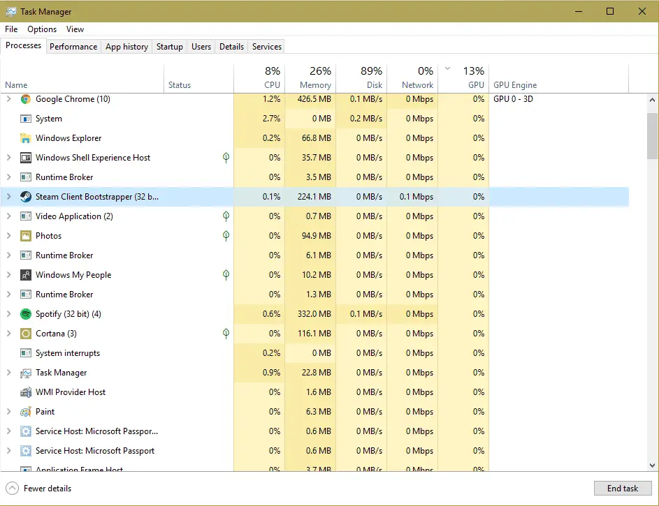 Steam Client bootstrapper in task manager