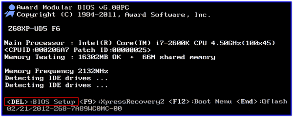 DEL to enter BIOS Setup