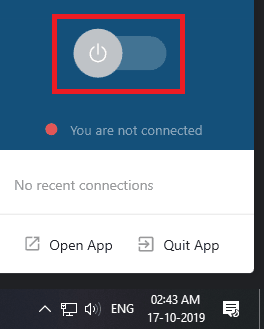 VPN turned off