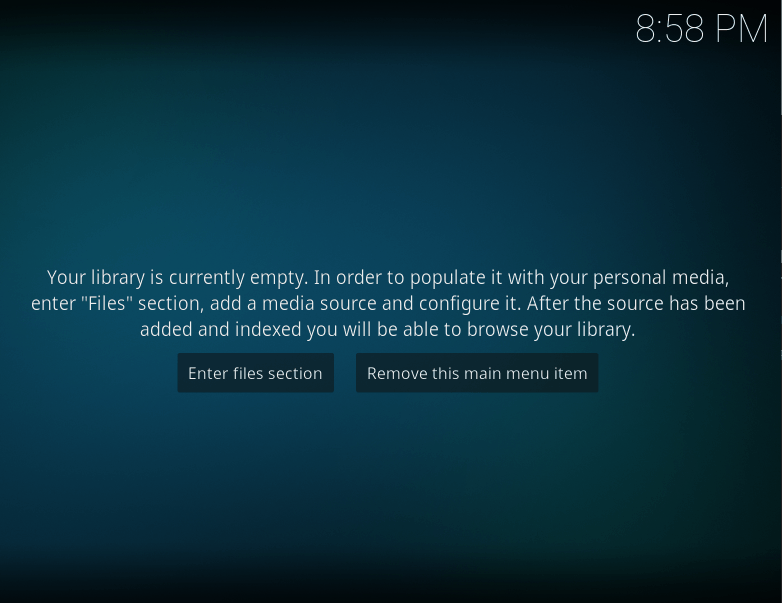 Kodi home screen