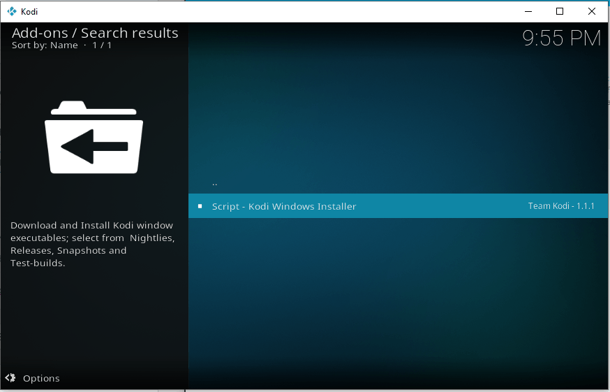 Script Kodi Installer option