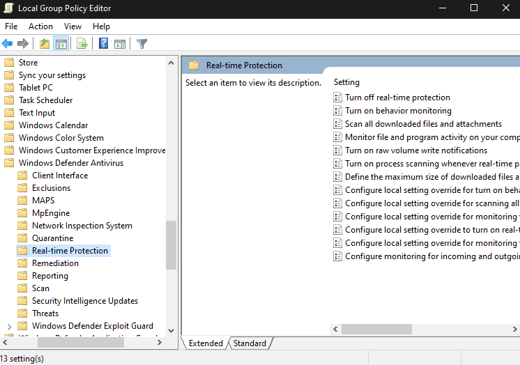 Turn Off Windows Defender Option in GPEdit