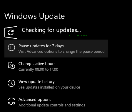 Windows checking for updates