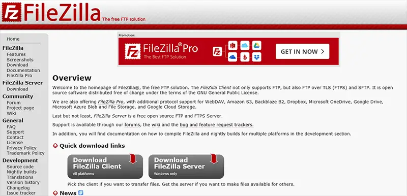 FileZilla FTP Client for Windows