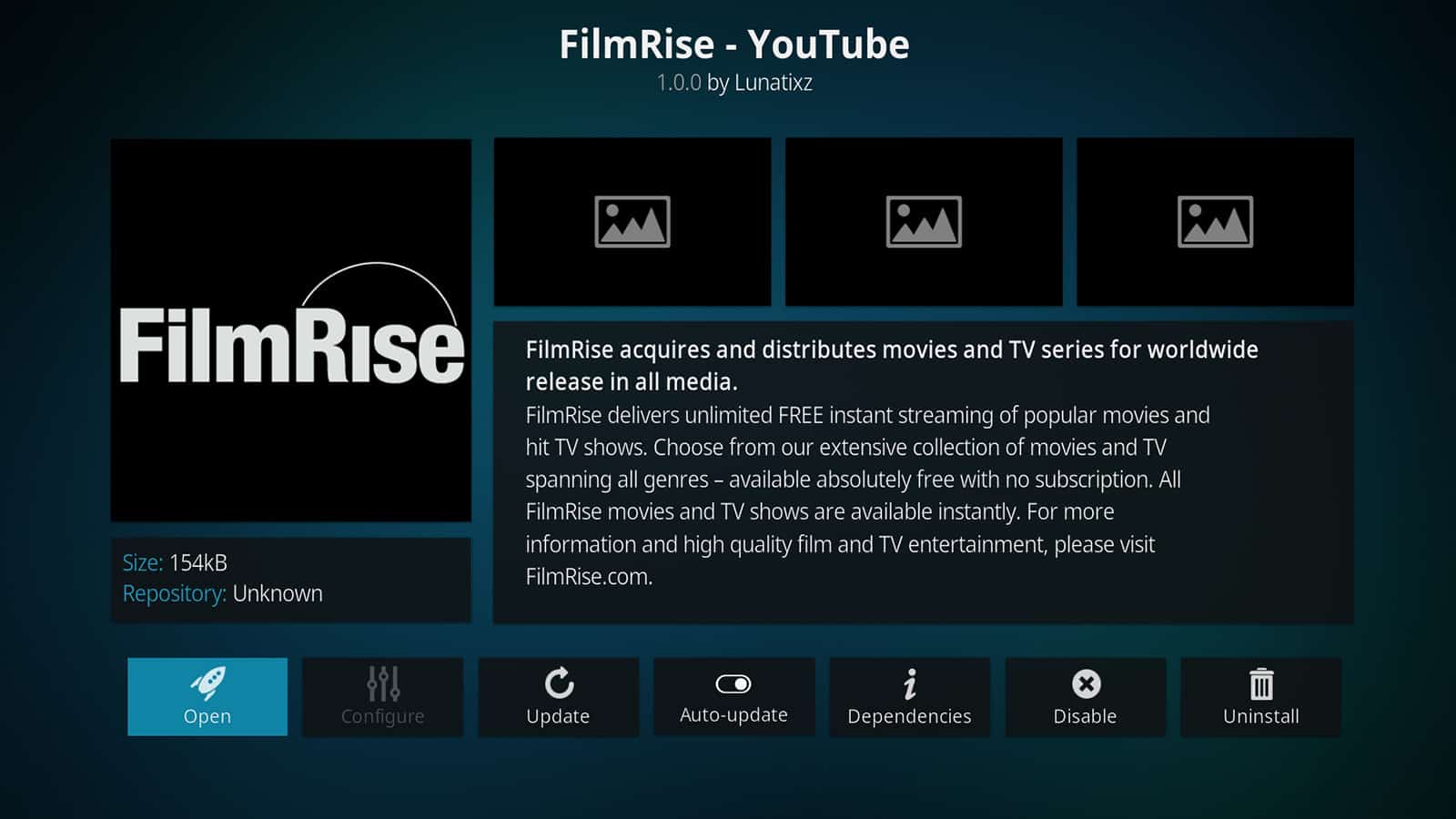 Filmrise Kodi addon