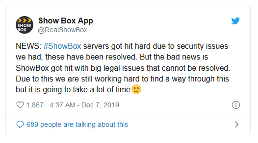 Show Box App Tweet
