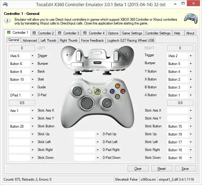X360ce Xbox 360 Controller Emulator
