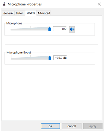 change microphone levels