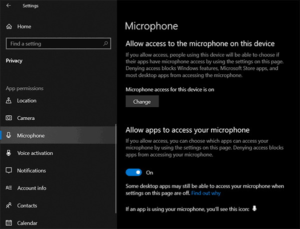 Windows Microphone settings