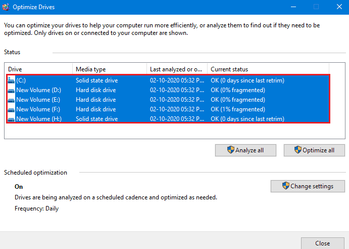 All drives selected