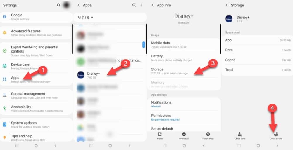 Steps - Disney+ App Clear Cache