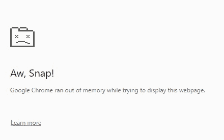 Chrome Aw, Snap! ran out of momory error fix