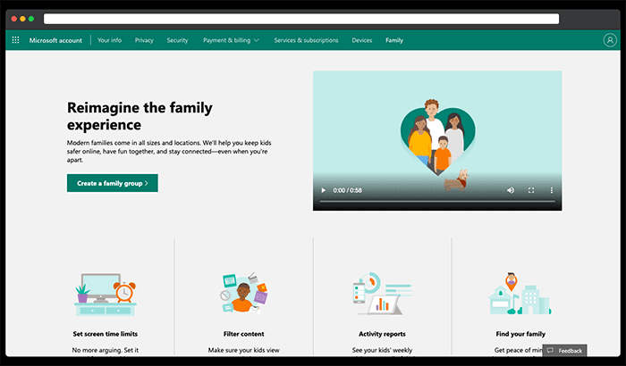 Microsoft Create a family group