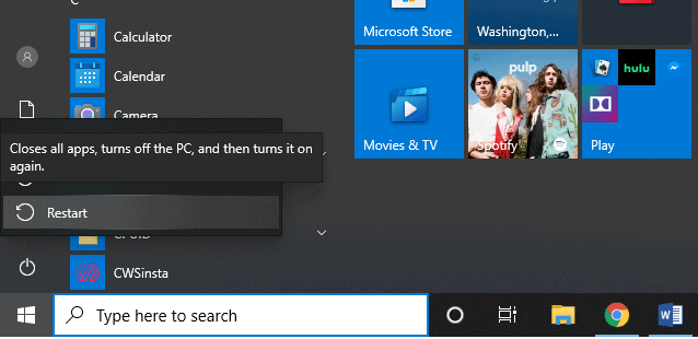 Restart Windows 10