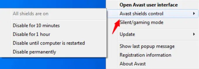 Avast won't run on Windows 10