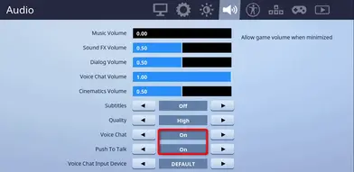 Fortnite no game audio when using voice chat