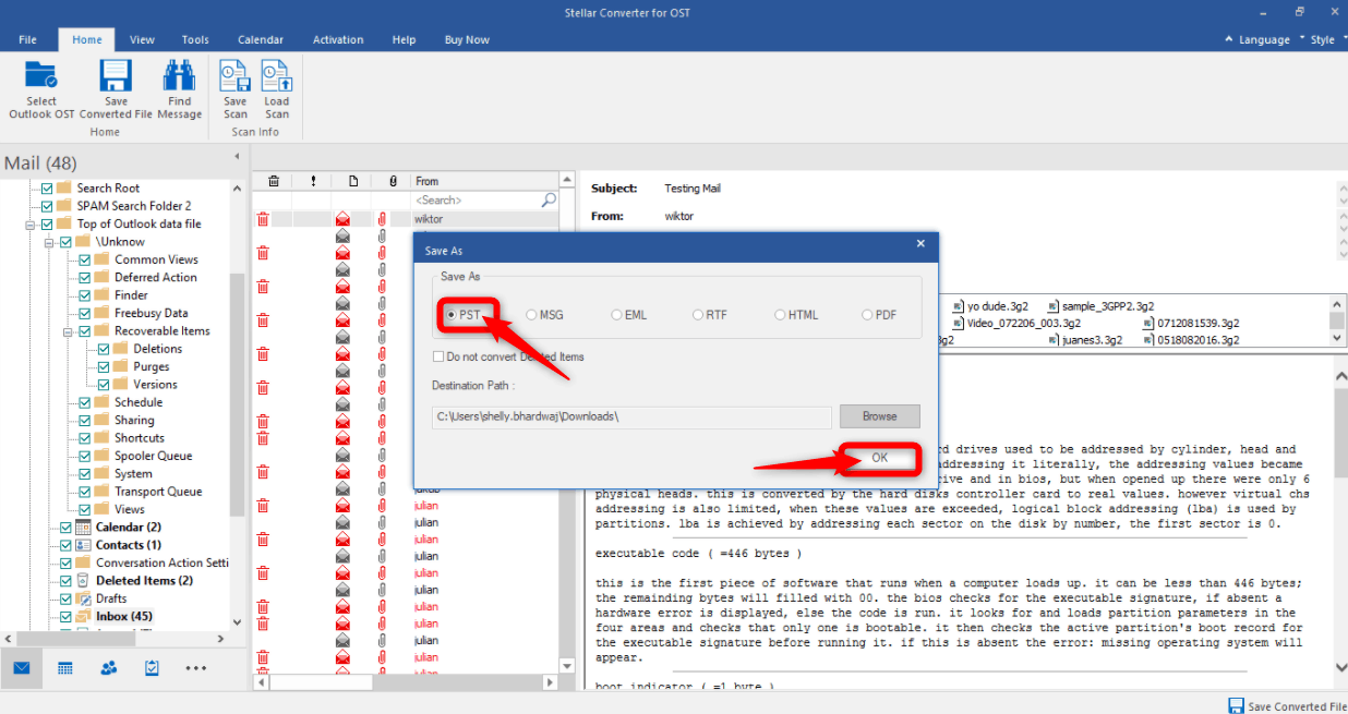 how to covert OST to PST on Windows