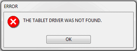 Wacom tablet driver not found