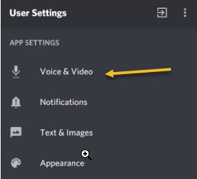 Discord Voice & Video User Settings