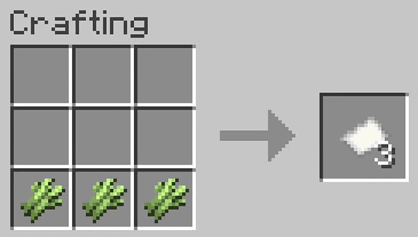 Minecraft - Place 3 Sugarcane in craft UI to make paper