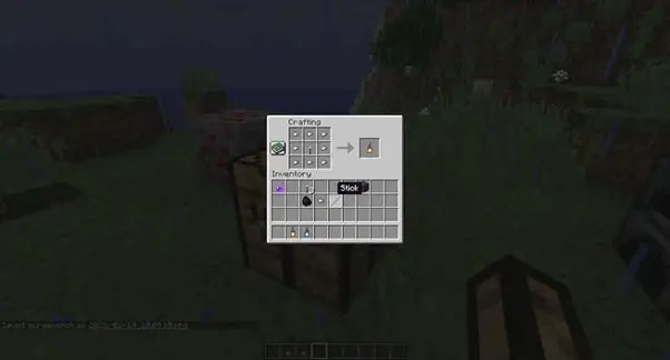 Minecraft - Place iron coal and stick in crafting UI to make torch