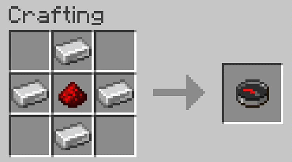 Minecraft - iron ingots and Redstone to make Compass