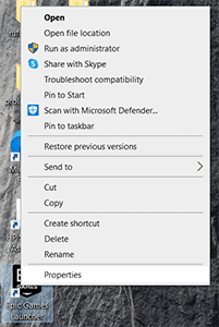 Epic Launcher Properties