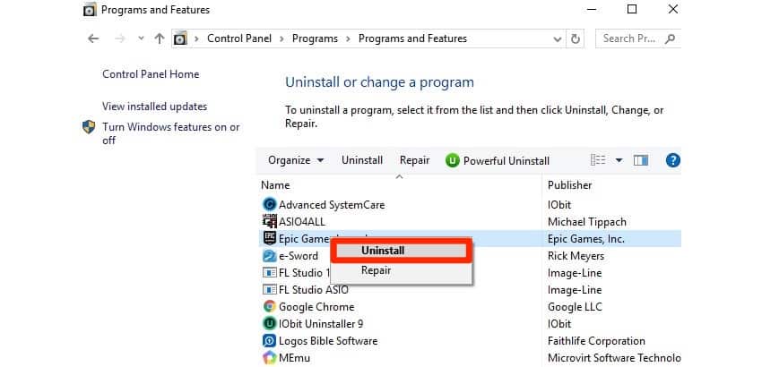 How to Uninstall Epic Games Launcher Windows
