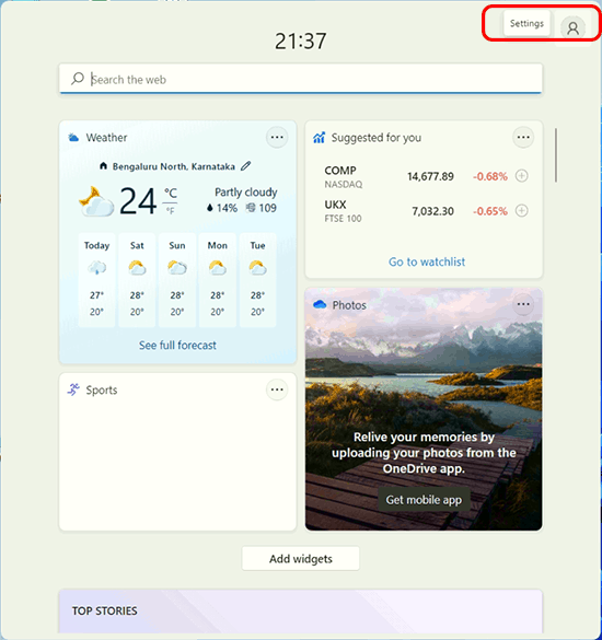 Access Widget Settings