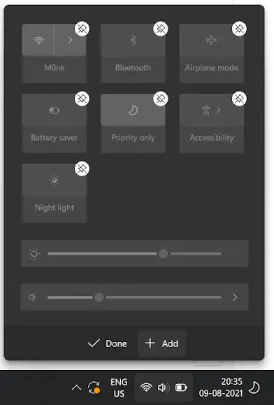 Add Night Mode Option to Quick Setting Panel - Windows 11