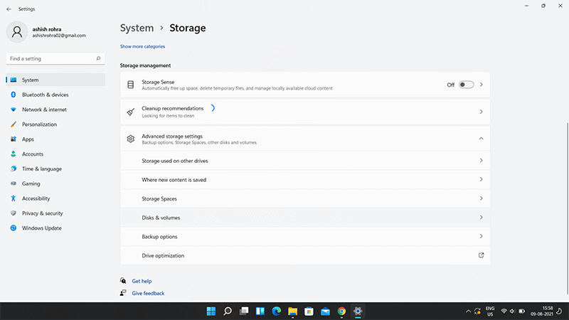 Advance Storage Settings