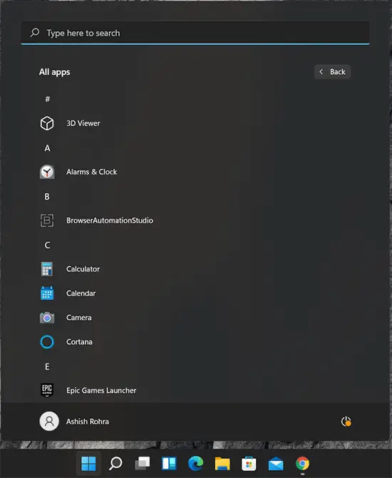 Windows 11 All Apps
