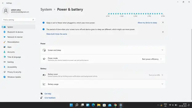 Windows 11 Power & Battery Settings