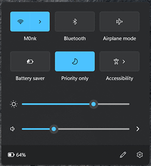 Windows 11 Quick Setting Panel