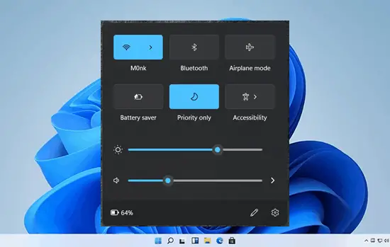 Windows 11 - Quick Setting Panel