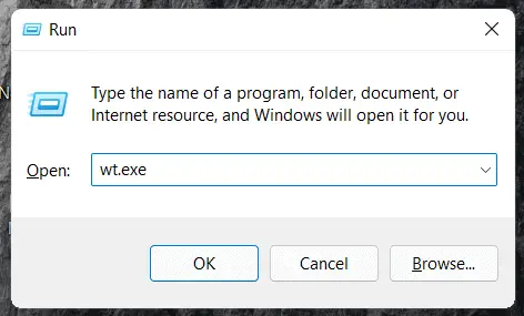 Windows 11 Run Command - wt.exe